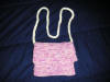 purple and white purse